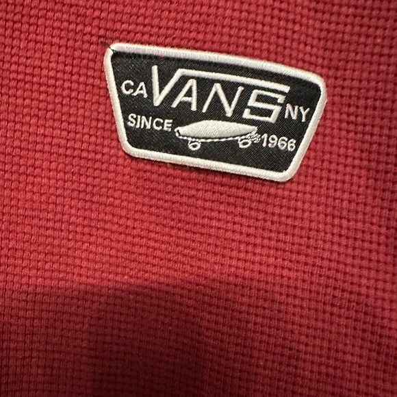 Vans Early 2000’s Red Waffle Knit Shirt with Logo Patch Medium - Picture 2 of 5